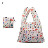 Lady Foldable Recycle Reusable Shopping Bags Portable Cartoon Floral  Printed Fruit Vegetable Tote Bag Eco Friendly Grocery Bags