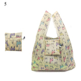 Lady Foldable Recycle Reusable Shopping Bags Portable Cartoon Floral  Printed Fruit Vegetable Tote Bag Eco Friendly Grocery Bags