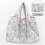 Foldable Shopping Bag Eco-friendly Folding Reusable Portable Shoulder Handbag Waterproof Polyester for Travel Grocery Bags