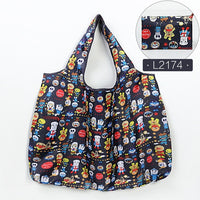 Foldable Shopping Bag Eco-friendly Folding Reusable Portable Shoulder Handbag Waterproof Polyester for Travel Grocery Bags